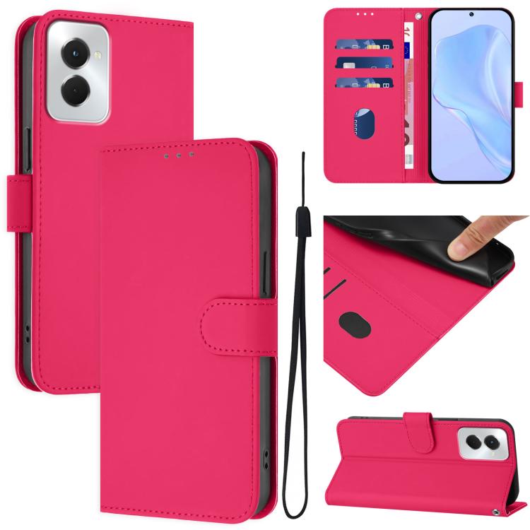 Skin Feel Solid Color Leather Phone Case with Lanyard, For vivo Y29S 5G / Y04 4G Global, For vivo Y29 4G Global