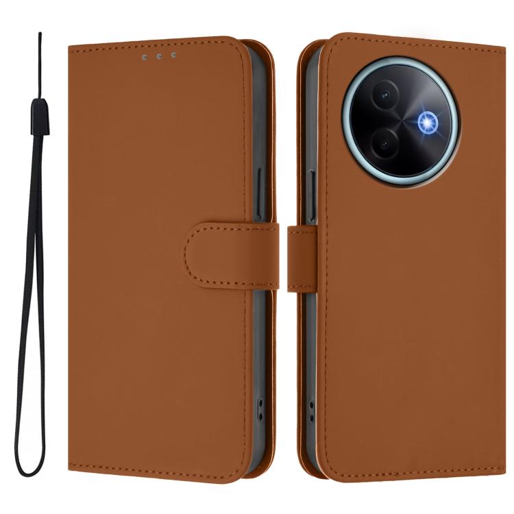 Skin Feel Solid Color Leather Phone Case with Lanyard, For vivo Y39 5G Global, For vivo V50 Lite 5G