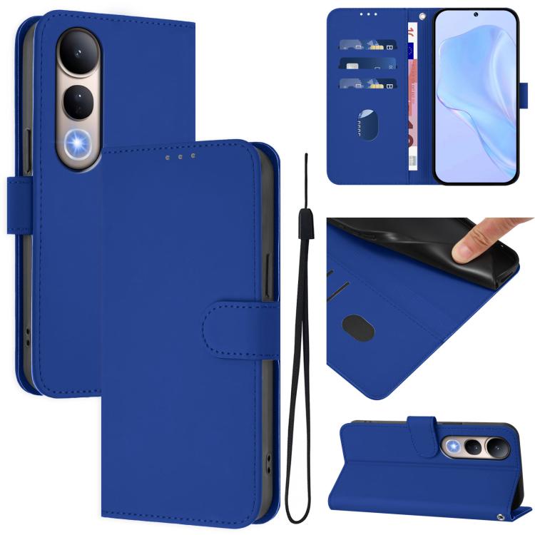 Skin Feel Solid Color Leather Phone Case with Lanyard, For vivo Y39 5G Global, For vivo V50 Lite 5G