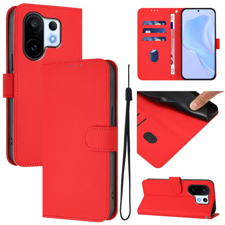 Skin Feel Solid Color Leather Phone Case with Lanyard, For vivo S30 Pro mini, For vivo S30