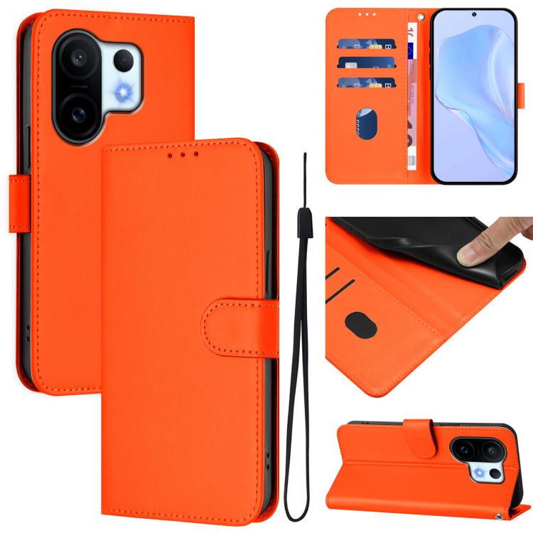 Skin Feel Solid Color Leather Phone Case with Lanyard, For vivo S30 Pro mini, For vivo S30