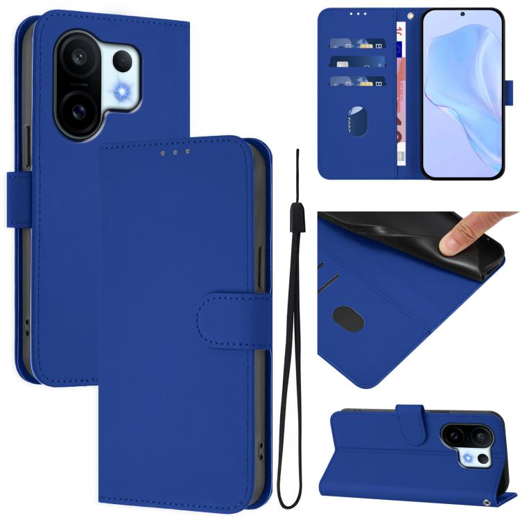 Skin Feel Solid Color Leather Phone Case with Lanyard, For vivo S30 Pro mini, For vivo S30