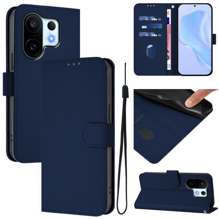 Skin Feel Solid Color Leather Phone Case with Lanyard, For vivo S30 Pro mini, For vivo S30