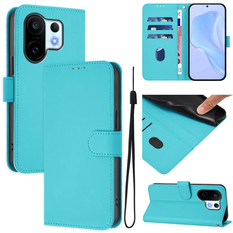 Skin Feel Solid Color Leather Phone Case with Lanyard, For vivo S30 Pro mini, For vivo S30