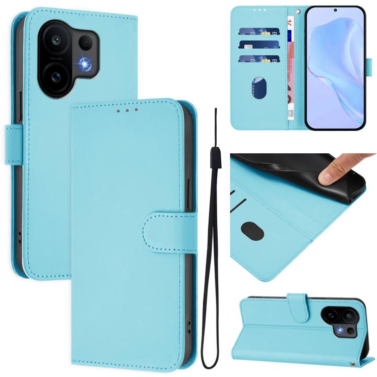 Skin Feel Solid Color Leather Phone Case with Lanyard, For vivo S30 Pro mini, For vivo S30
