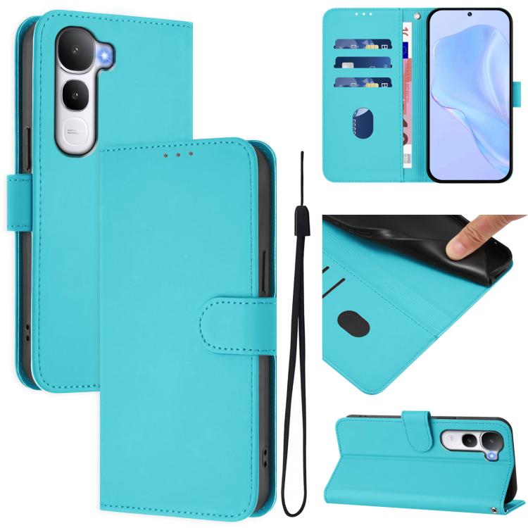 Skin Feel Solid Color Leather Phone Case with Lanyard, For vivo Y31 5G Global, For vivo Y400 4G