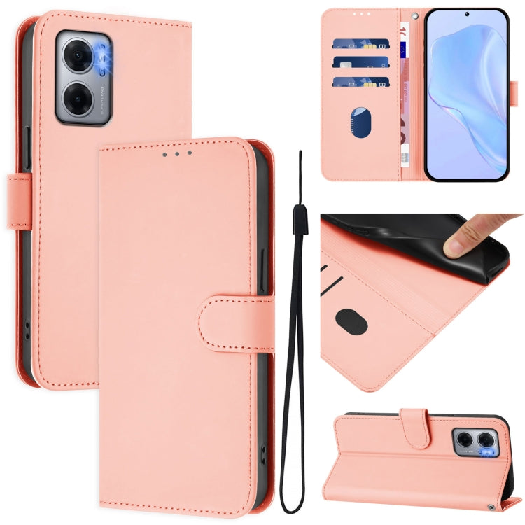 Skin Feel Solid Color Leather Phone Case with Lanyard, For Redmi 12C / 11A, For Redmi 10 5G / Note 11E 5G
