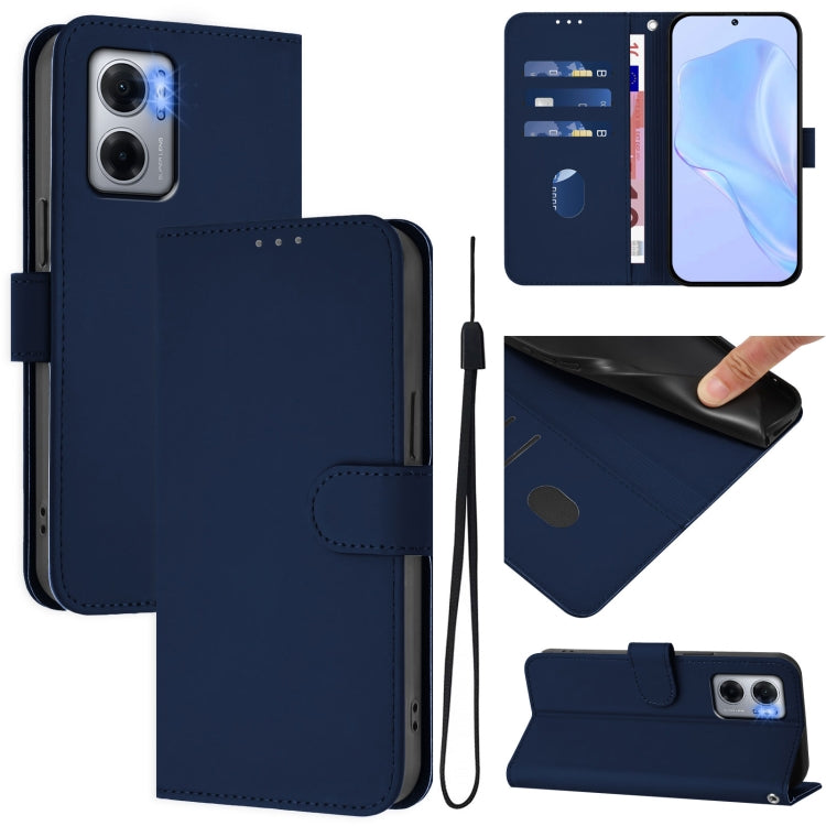Skin Feel Solid Color Leather Phone Case with Lanyard, For Redmi 12C / 11A, For Redmi 10 5G / Note 11E 5G