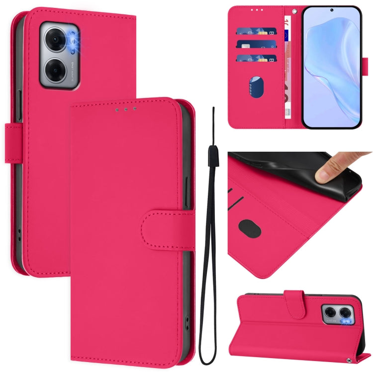 Skin Feel Solid Color Leather Phone Case with Lanyard, For Redmi 12C / 11A, For Redmi 10 5G / Note 11E 5G