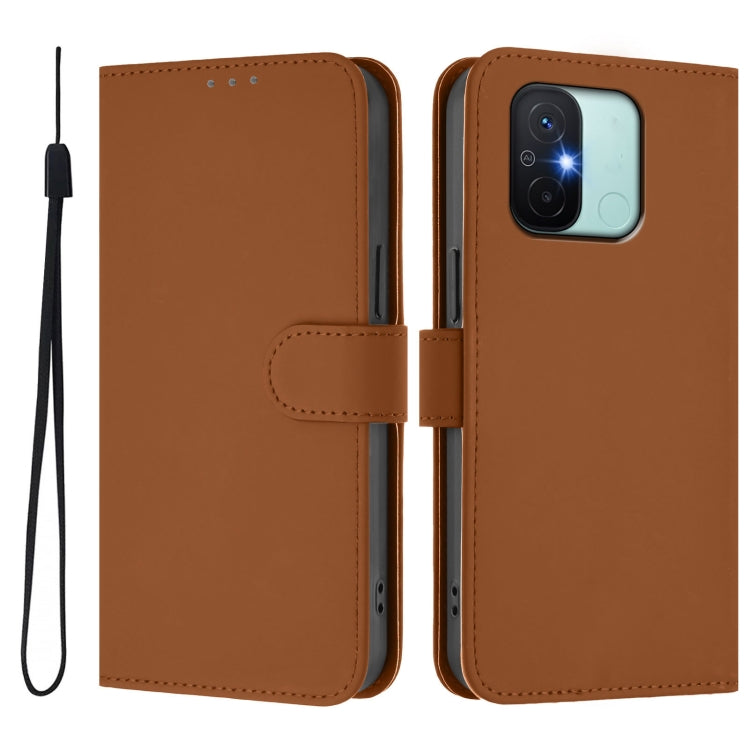 Skin Feel Solid Color Leather Phone Case with Lanyard, For Redmi 12C / 11A, For Redmi 10 5G / Note 11E 5G