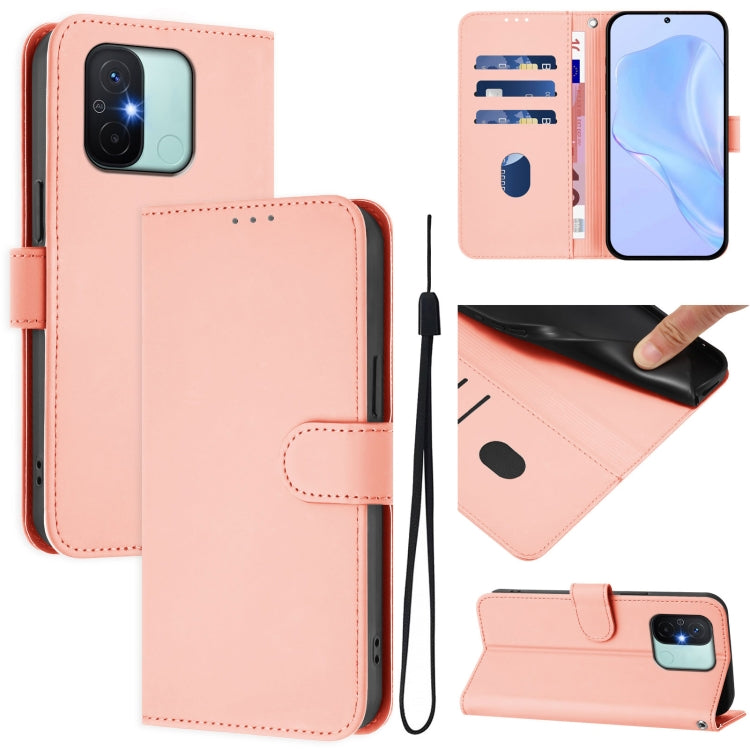 Skin Feel Solid Color Leather Phone Case with Lanyard, For Redmi 12C / 11A, For Redmi 10 5G / Note 11E 5G
