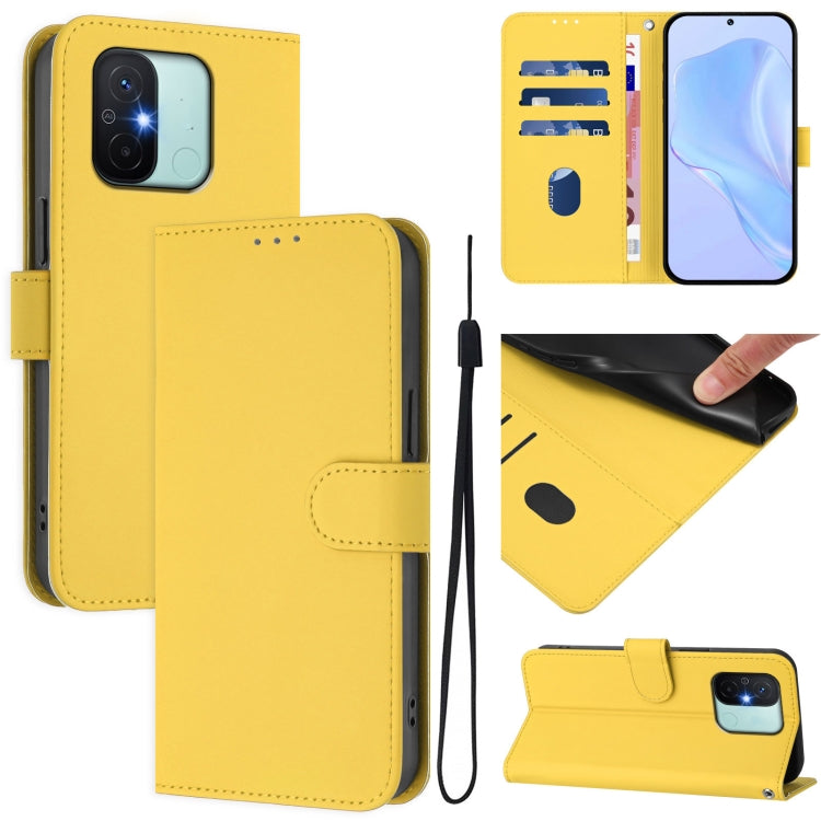 Skin Feel Solid Color Leather Phone Case with Lanyard, For Redmi 12C / 11A, For Redmi 10 5G / Note 11E 5G