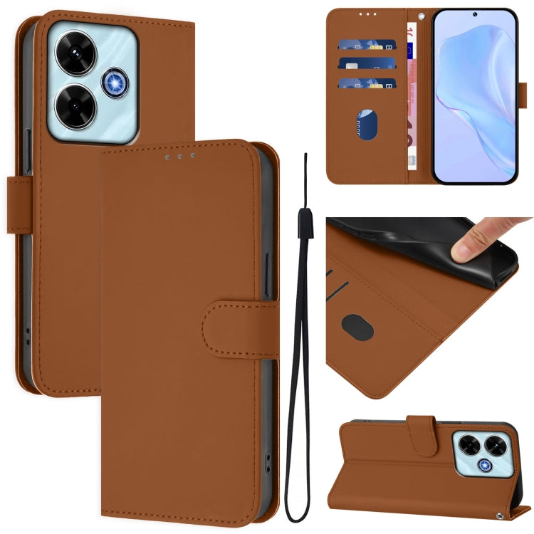 Skin Feel Solid Color Leather Phone Case with Lanyard, For Redmi 13 4G Global / 13 5G Global, For Redmi A3 4G Global / A3X 4G