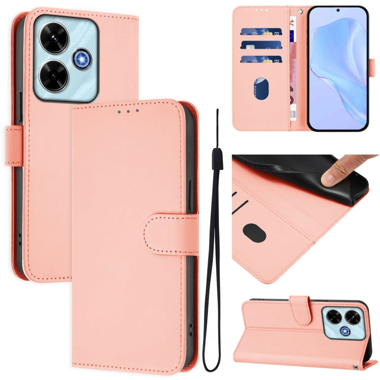Skin Feel Solid Color Leather Phone Case with Lanyard, For Redmi 13 4G Global / 13 5G Global, For Redmi A3 4G Global / A3X 4G