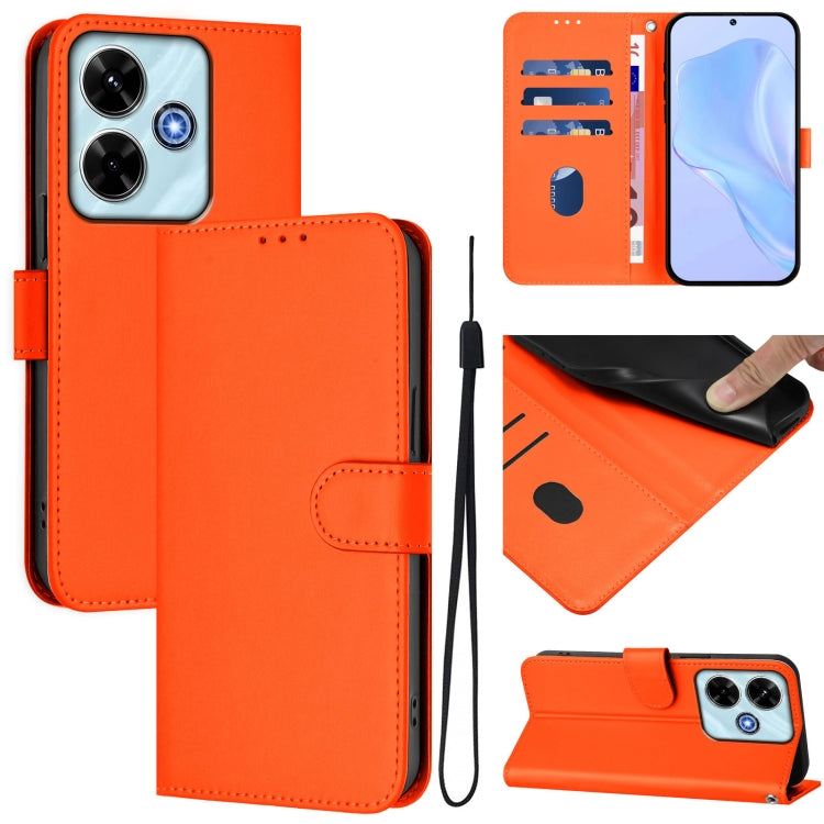 Skin Feel Solid Color Leather Phone Case with Lanyard, For Redmi 13 4G Global / 13 5G Global, For Redmi A3 4G Global / A3X 4G