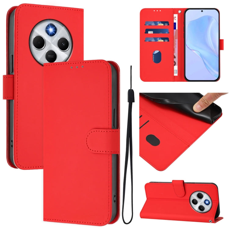 Skin Feel Solid Color Leather Phone Case with Lanyard, For Redmi 14C 4G, For Redmi K70 Ultra Global