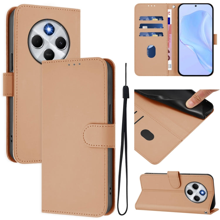 Skin Feel Solid Color Leather Phone Case with Lanyard, For Redmi 14C 4G, For Redmi K70 Ultra Global