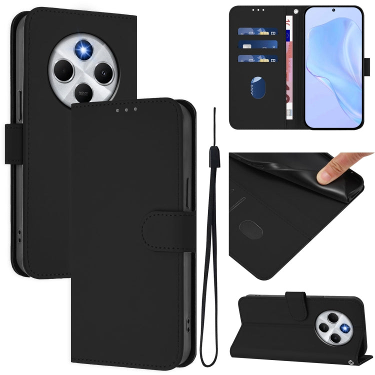 Skin Feel Solid Color Leather Phone Case with Lanyard, For Redmi 14C 4G, For Redmi K70 Ultra Global