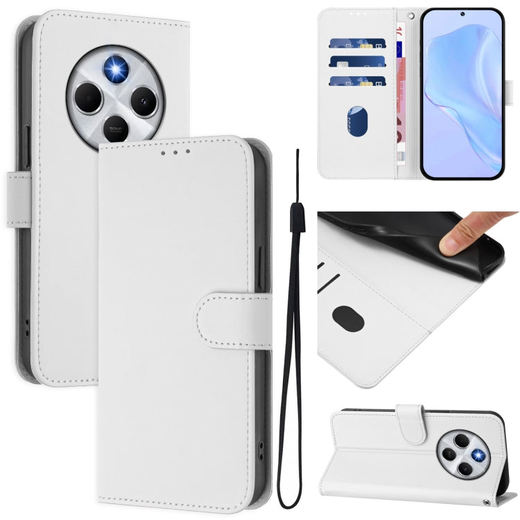 Skin Feel Solid Color Leather Phone Case with Lanyard, For Redmi 14C 4G, For Redmi K70 Ultra Global