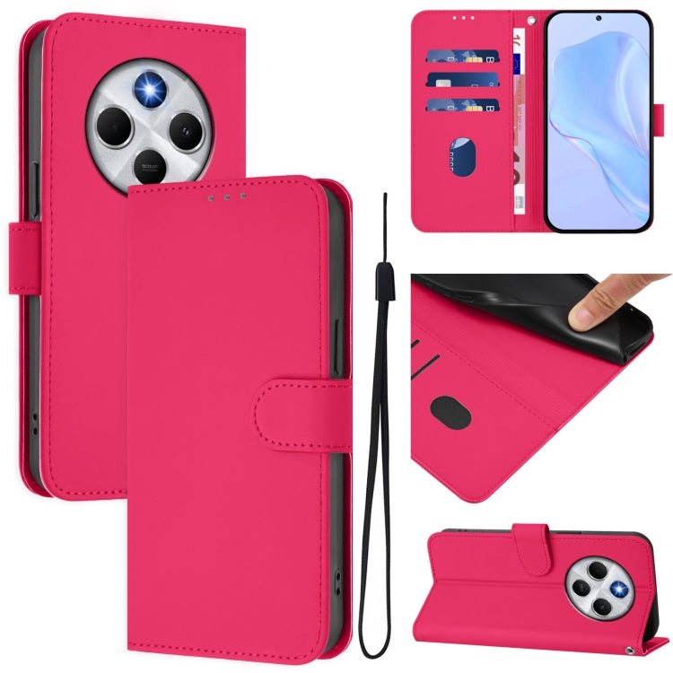 Skin Feel Solid Color Leather Phone Case with Lanyard, For Redmi 14C 4G, For Redmi K70 Ultra Global