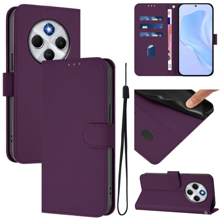 Skin Feel Solid Color Leather Phone Case with Lanyard, For Redmi 14C 4G, For Redmi K70 Ultra Global
