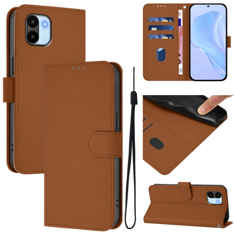 Skin Feel Solid Color Leather Phone Case with Lanyard, For Redmi A1 4G Global / A2 4G, For Redmi Note 12 Explorer