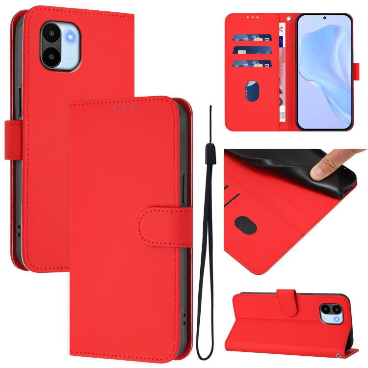 Skin Feel Solid Color Leather Phone Case with Lanyard, For Redmi A1 4G Global / A2 4G, For Redmi Note 12 Explorer