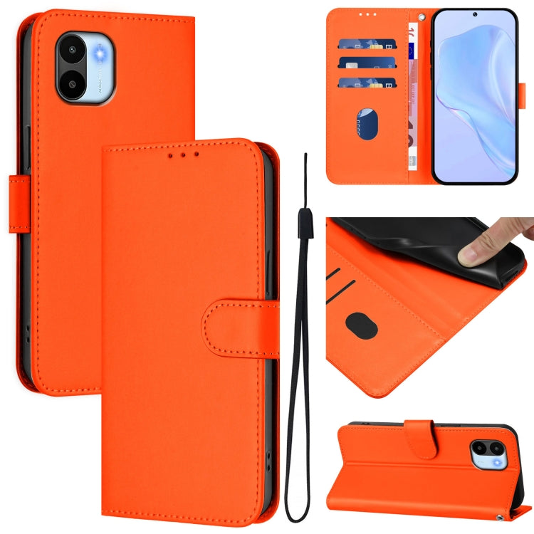 Skin Feel Solid Color Leather Phone Case with Lanyard, For Redmi A1 4G Global / A2 4G, For Redmi Note 12 Explorer