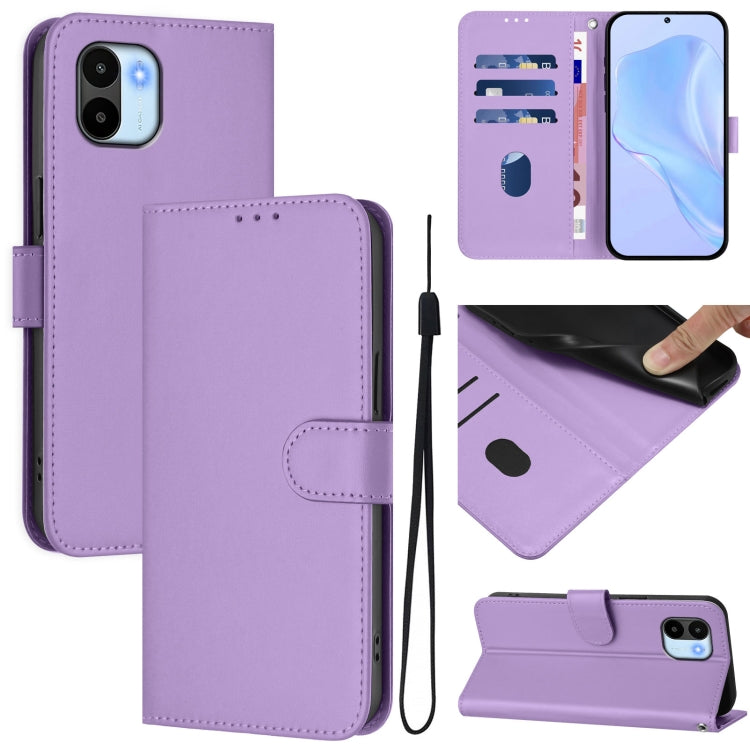 Skin Feel Solid Color Leather Phone Case with Lanyard, For Redmi A1 4G Global / A2 4G, For Redmi Note 12 Explorer