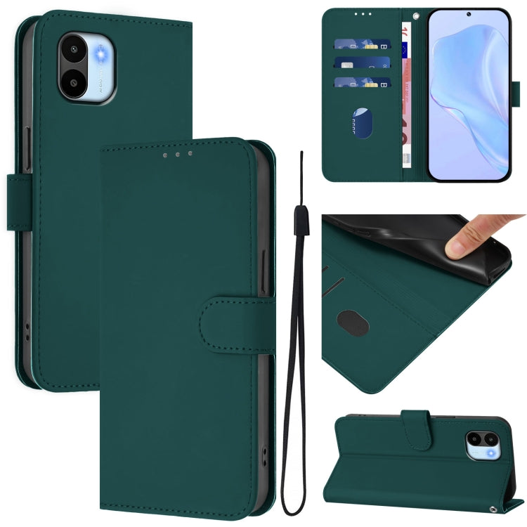 Skin Feel Solid Color Leather Phone Case with Lanyard, For Redmi A1 4G Global / A2 4G, For Redmi Note 12 Explorer