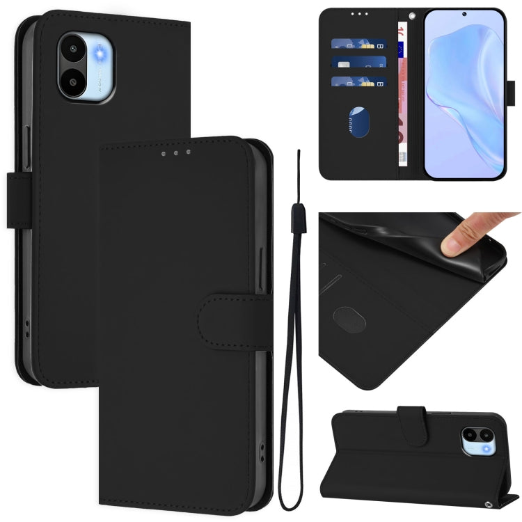 Skin Feel Solid Color Leather Phone Case with Lanyard, For Redmi A1 4G Global / A2 4G, For Redmi Note 12 Explorer