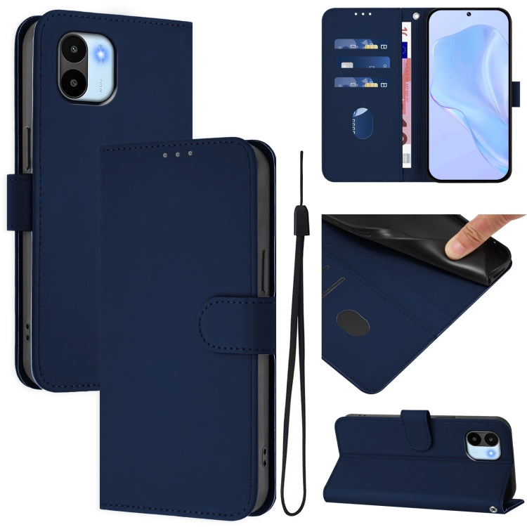 Skin Feel Solid Color Leather Phone Case with Lanyard, For Redmi A1 4G Global / A2 4G, For Redmi Note 12 Explorer