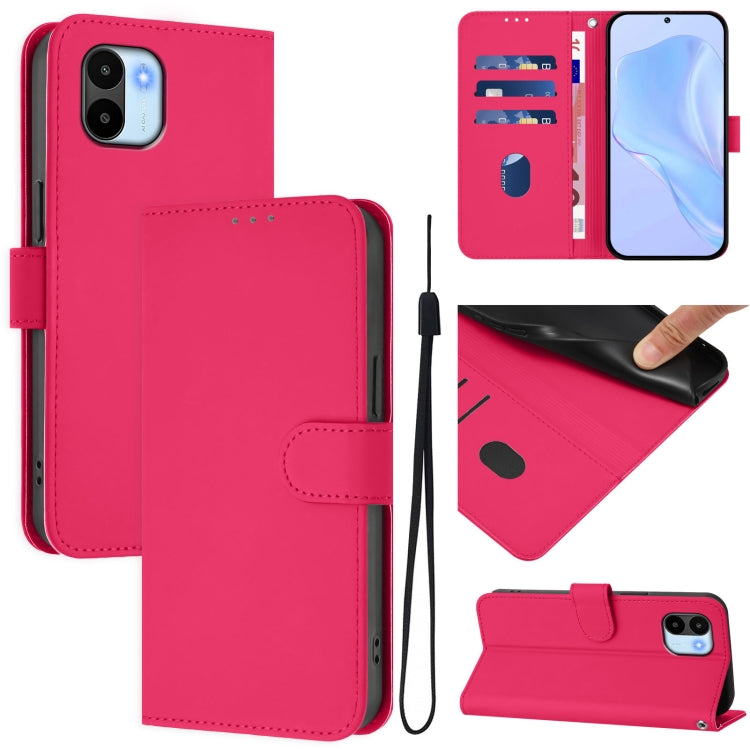 Skin Feel Solid Color Leather Phone Case with Lanyard, For Redmi A1 4G Global / A2 4G, For Redmi Note 12 Explorer