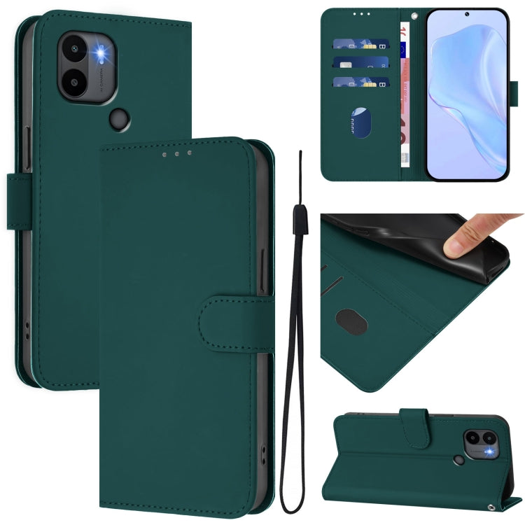 Skin Feel Solid Color Leather Phone Case with Lanyard, For Redmi Note 11 4G Global, For Redmi A1+ 4G / A2+