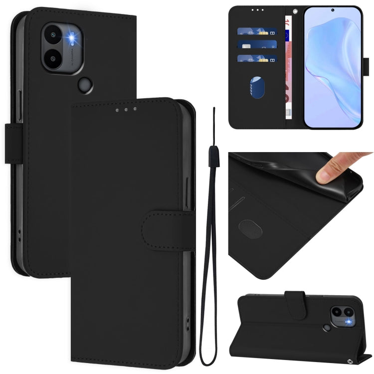 Skin Feel Solid Color Leather Phone Case with Lanyard, For Redmi Note 11 4G Global, For Redmi A1+ 4G / A2+