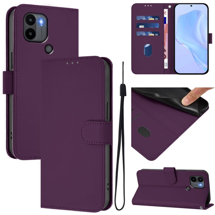 Skin Feel Solid Color Leather Phone Case with Lanyard, For Redmi Note 11 4G Global, For Redmi A1+ 4G / A2+