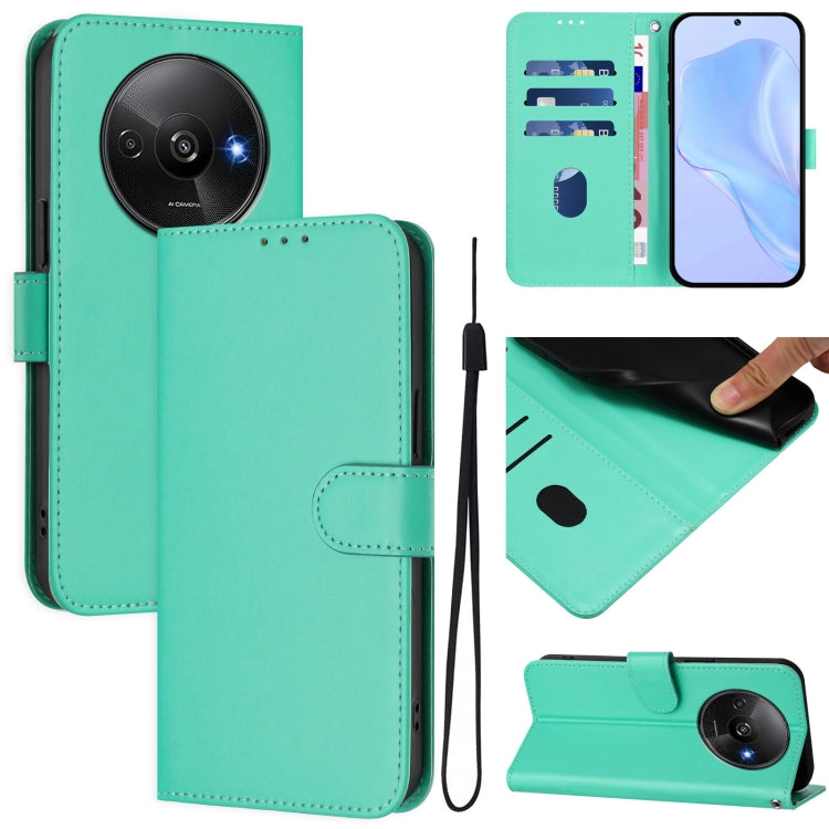 Skin Feel Solid Color Leather Phone Case with Lanyard, For Redmi 13 4G Global / 13 5G Global, For Redmi A3 4G Global / A3X 4G