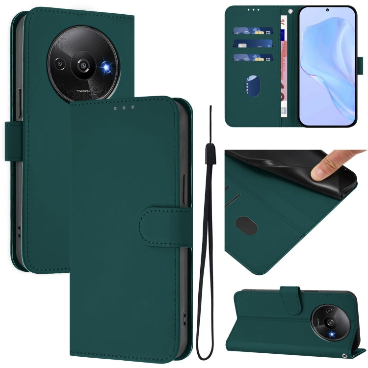 Skin Feel Solid Color Leather Phone Case with Lanyard, For Redmi 13 4G Global / 13 5G Global, For Redmi A3 4G Global / A3X 4G