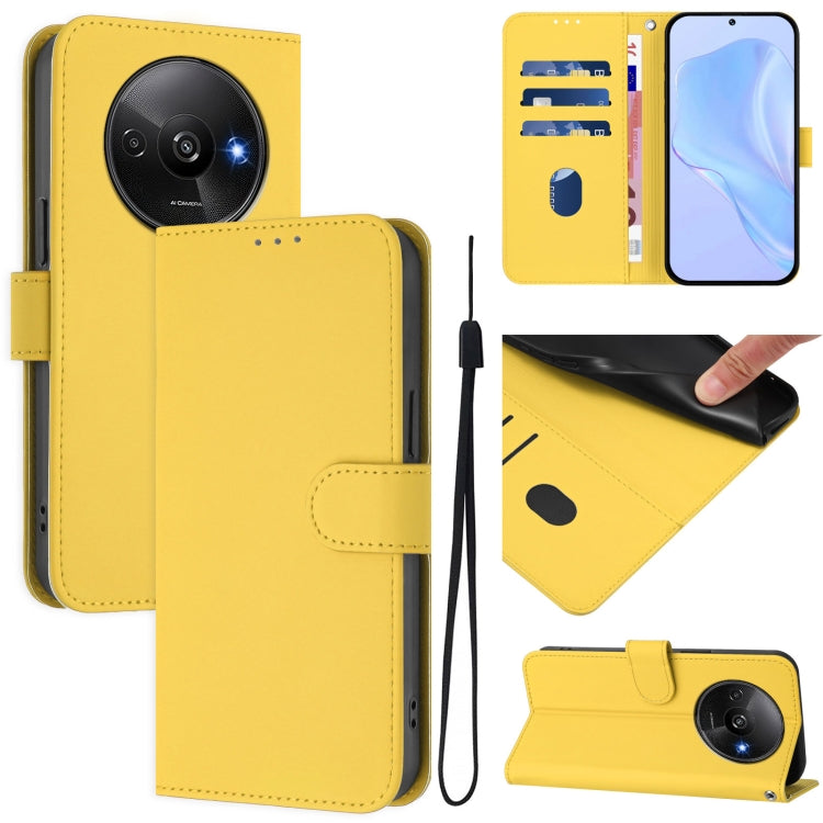 Skin Feel Solid Color Leather Phone Case with Lanyard, For Redmi 13 4G Global / 13 5G Global, For Redmi A3 4G Global / A3X 4G
