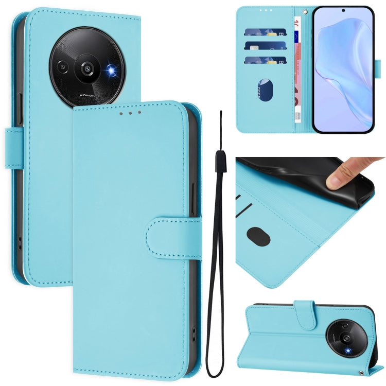 Skin Feel Solid Color Leather Phone Case with Lanyard, For Redmi 13 4G Global / 13 5G Global, For Redmi A3 4G Global / A3X 4G