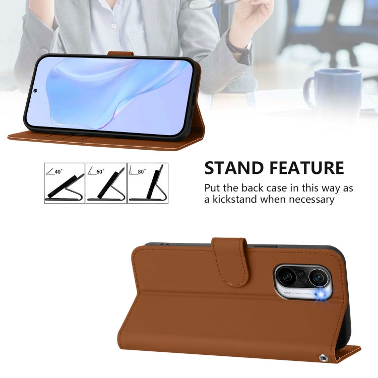 Skin Feel Solid Color Leather Phone Case with Lanyard, For Redmi K40 / K40 Pro, For Redmi Note 9 Pro 4G / 9S 4G