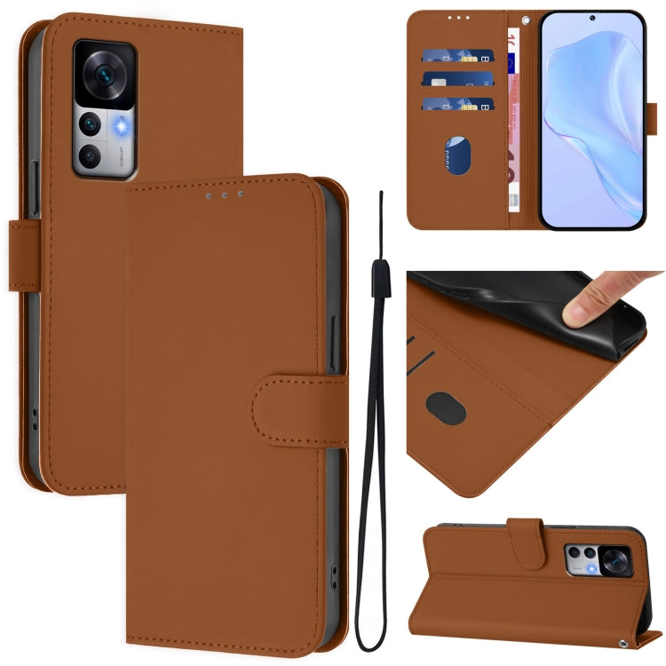 Skin Feel Solid Color Leather Phone Case with Lanyard, For Redmi K50 Ultra, For Redmi Note 10 4G / Note 10S 4G