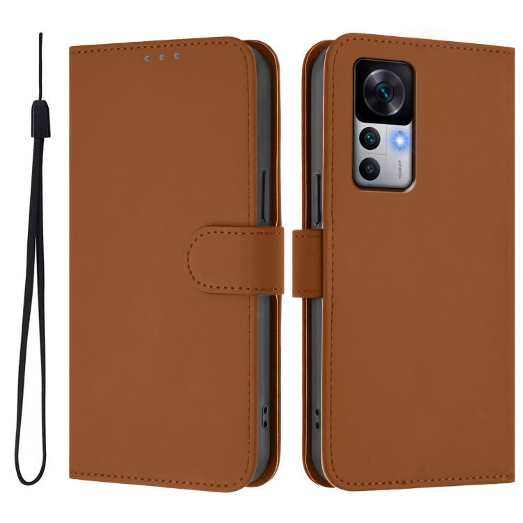 Skin Feel Solid Color Leather Phone Case with Lanyard, For Redmi K50 Ultra, For Redmi Note 10 4G / Note 10S 4G