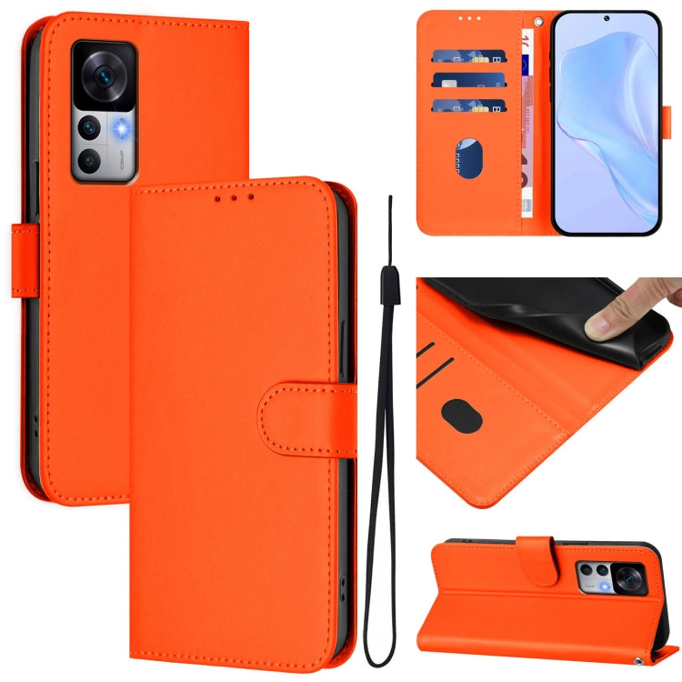 Skin Feel Solid Color Leather Phone Case with Lanyard, For Redmi K50 Ultra, For Redmi Note 10 4G / Note 10S 4G