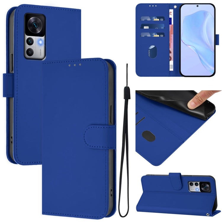 Skin Feel Solid Color Leather Phone Case with Lanyard, For Redmi K50 Ultra, For Redmi Note 10 4G / Note 10S 4G