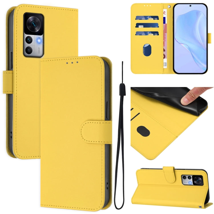 Skin Feel Solid Color Leather Phone Case with Lanyard, For Redmi K50 Ultra, For Redmi Note 10 4G / Note 10S 4G