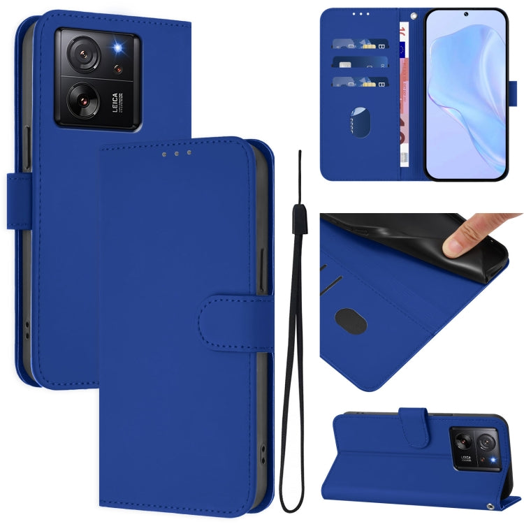 Skin Feel Solid Color Leather Phone Case with Lanyard, For Redmi Note 13 5G Global, For Redmi K60 Ultra