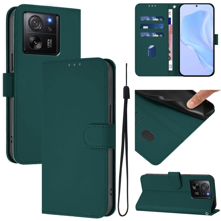 Skin Feel Solid Color Leather Phone Case with Lanyard, For Redmi Note 13 5G Global, For Redmi K60 Ultra