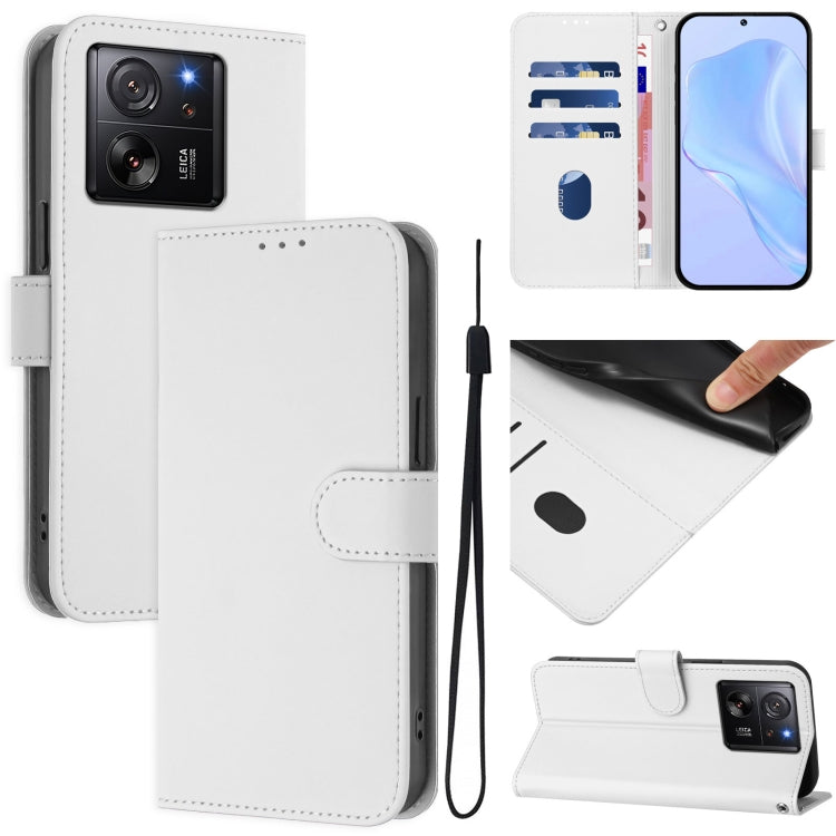 Skin Feel Solid Color Leather Phone Case with Lanyard, For Redmi Note 13 5G Global, For Redmi K60 Ultra