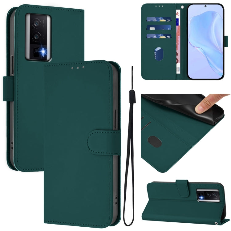 Skin Feel Solid Color Leather Phone Case with Lanyard, For Redmi Note 12 Turbo 5G, For Redmi K60 / K60 Pro